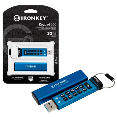 Pen Drive 32gb Usb 3.2 Com Criptografia Ironkey Keypad 200 Ikkp200/32gb Kingston