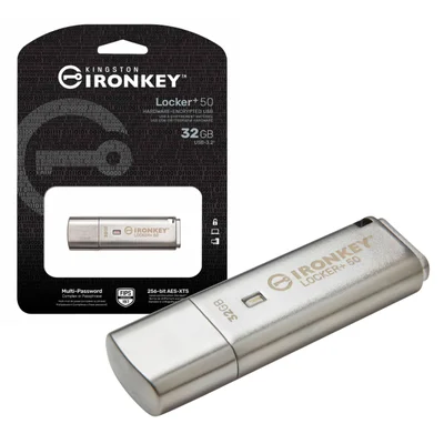 Pen Drive 32gb Usb3.2 Cripto Ironkey Locker+ 50 145mbs Leit Iklp50/32gb Kingston