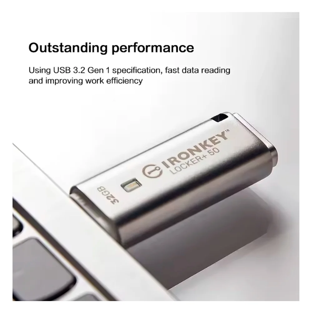 Imagem 5 de 5 do produto Pen Drive 32gb Usb3.2 Cripto Ironkey Locker+ 50 145mbs Leit Iklp50/32gb Kingston
