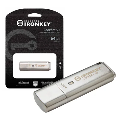 Pen Drive  64gb Usb 3.2 Com Criptografia Ironkey Locker+ 50 Iklp50/64gb Kingston