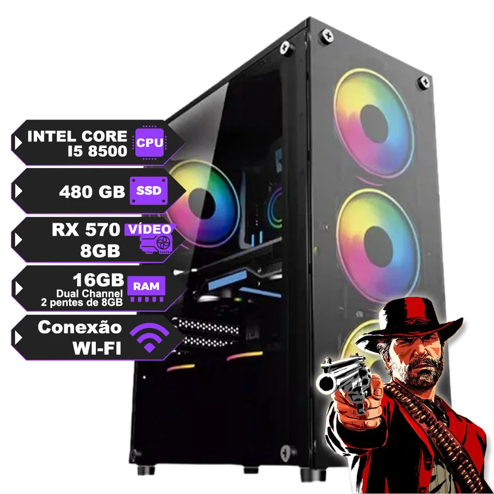 PC Gamer Intel Core i5 8th c Placa de Vídeo Rx570