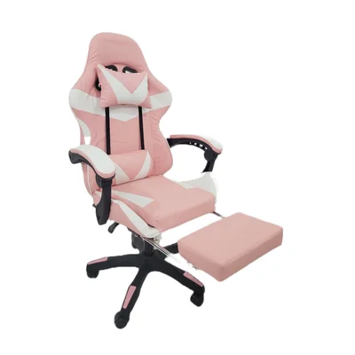 Cadeira Ergonômica Gamer Stillus Oficial Com Apoio Para Os Pés - Rosa E Branco - 1