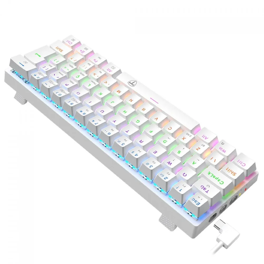 Teclado Mecânico Gamer T-dagger Arena Pro, Rainbow, Wireless/bluetooth, Switch Brown, 60%, Abnt2, Branco, T-tgk321w Pro-br Pt Teclado Mecânico Gamer T-dagger Arena Pro, Rainbow, Wireless/bluetooth, Switch Brown, 60%, Abnt2, Branco, T-tgk321w Pro-br Pt