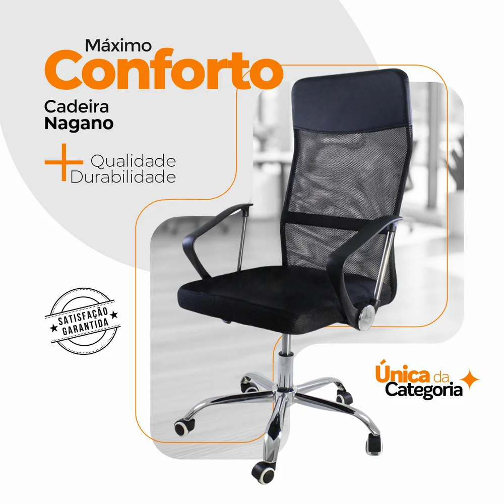Imagem 3 de 5 do produto Cadeira De Escritório Nagano Oficial Tela Mesh Giratória - 1