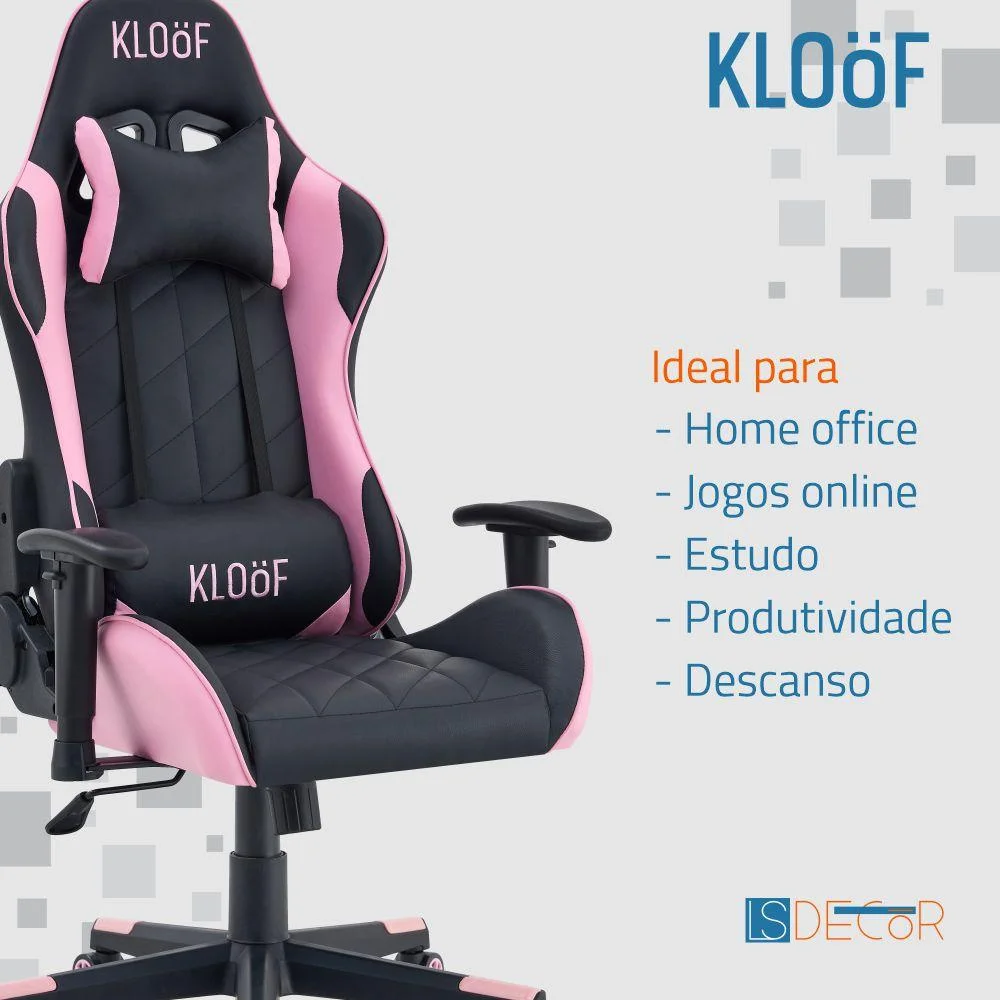 Cadeira Giratória Gamer Kl3 Preto E Azul