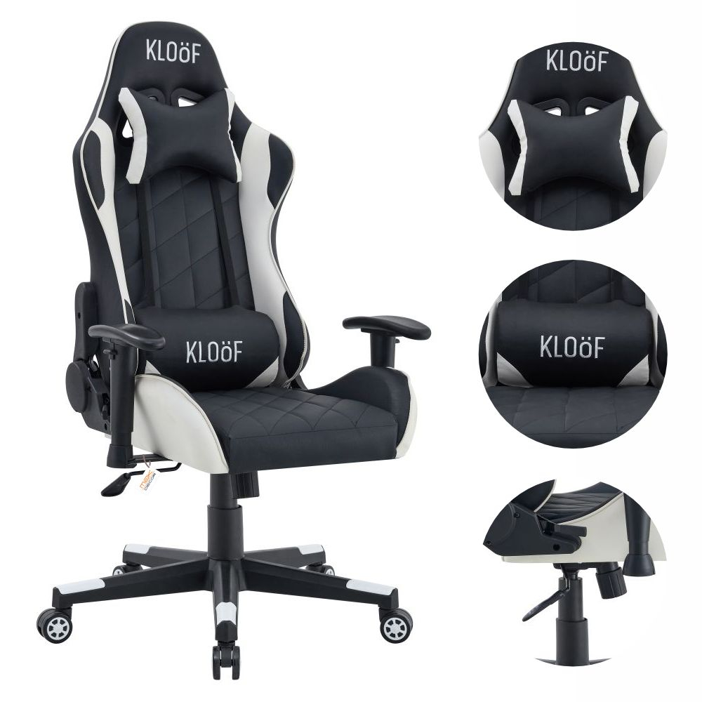Cadeira Giratória Gamer Kl3 Preto E Branco