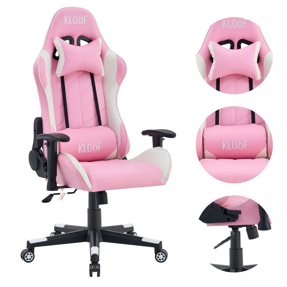 Cadeira Giratória Gamer Kl3 Branco E Rosa