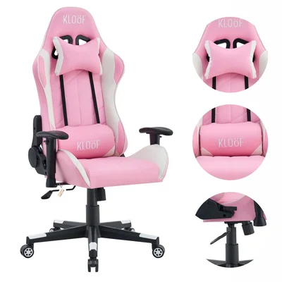 Cadeira Giratória Gamer Kl3 Branco E Rosa