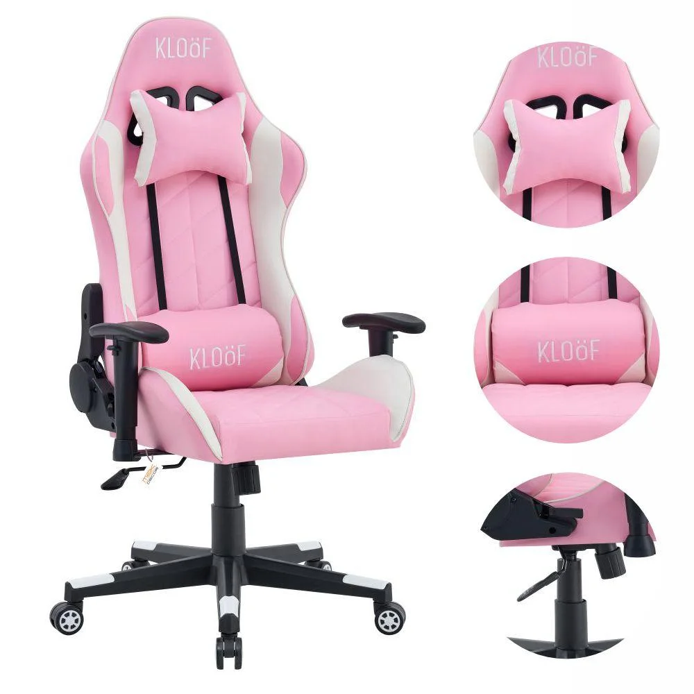 Imagem 3 de 4 do produto Cadeira Giratória Gamer Kl3 Branco E Rosa