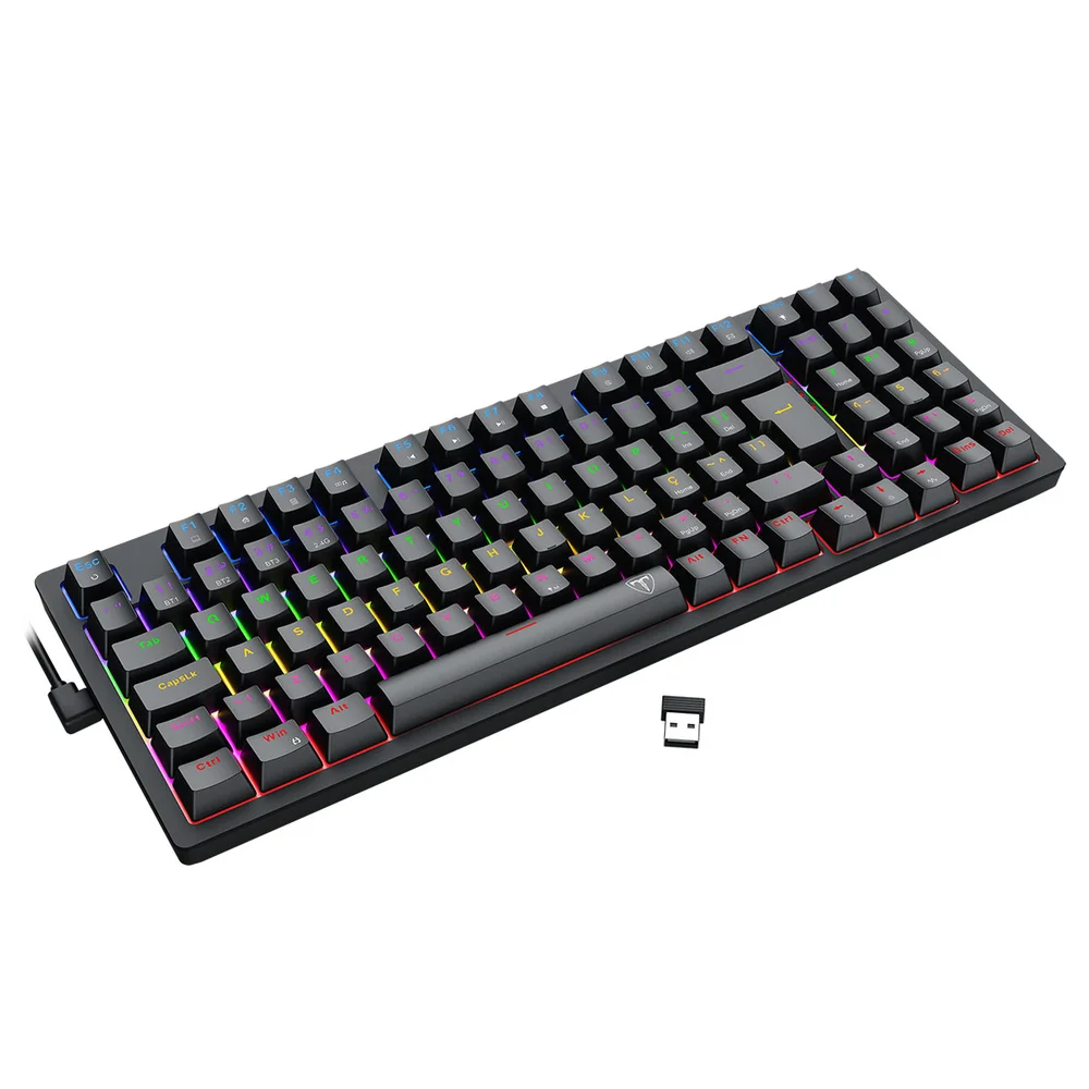 Imagem 4 de 5 do produto Teclado Mecanico Gamer Holysword Rainbow Wireless Dust-proof Brown T-dagger T-tgk331-br Preto