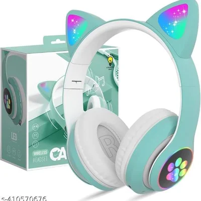 Fone Cat Ears Headphone Orelha De Gatinho Com LED Fone Bluetooth Green