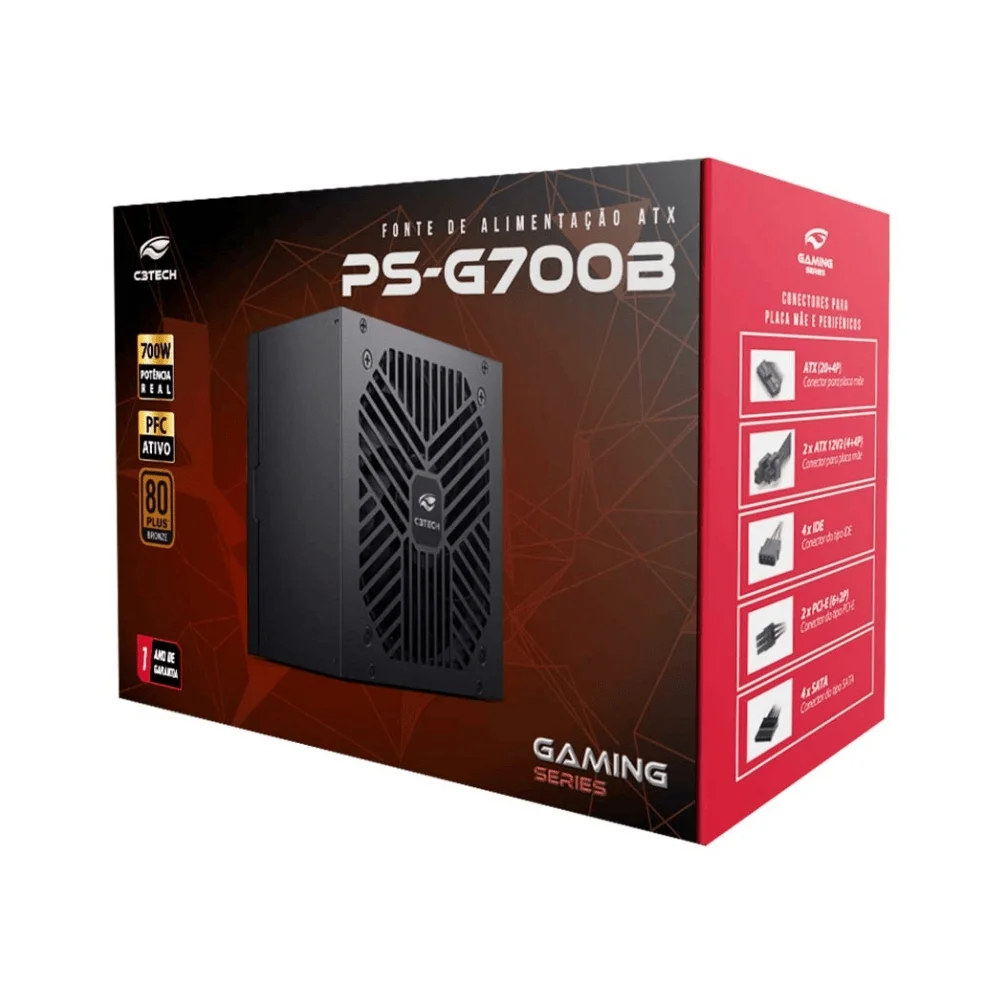 Imagem 4 de 4 do produto Fonte Atx 700w C3tech Ps-g700b 80 Plus Bronze