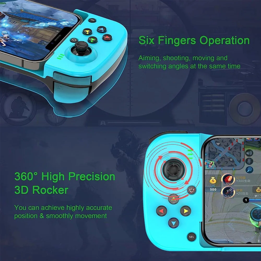 Gamepad Bsp-d3 - Controle Sem Fio Bluetooth - Compatível C/ Android E Ios - Recarregável Ergonomico Cor:verde Gamepad Bsp-d3 - Controle Sem Fio Bluetooth - Compatível C/ Android E Ios - Recarregável Ergonomico Cor:verde