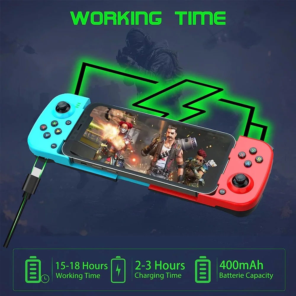Gamepad Bsp-d3 - Controle Sem Fio Bluetooth - Compatível C/ Android E Ios - Recarregável Ergonomico Cor:verde Gamepad Bsp-d3 - Controle Sem Fio Bluetooth - Compatível C/ Android E Ios - Recarregável Ergonomico Cor:verde
