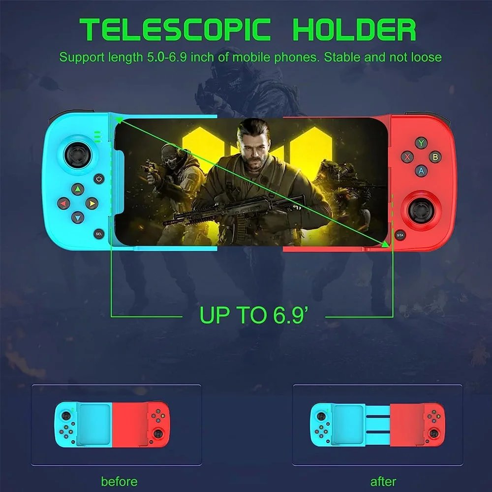 Gamepad Bsp-d3 - Controle Sem Fio Bluetooth - Compatível C/ Android E Ios - Recarregável Ergonomico Cor:verde Gamepad Bsp-d3 - Controle Sem Fio Bluetooth - Compatível C/ Android E Ios - Recarregável Ergonomico Cor:verde