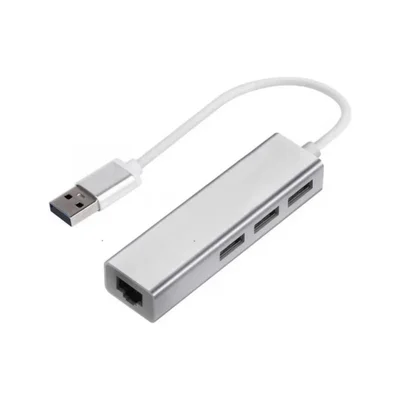 Adaptador De Hub Usb 3 Portas 1 Rede 2.0 Ethernet Compativel Com Mac E WINDOWS