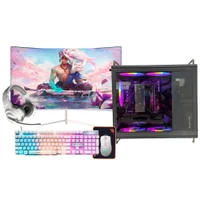 "Computador Gamer Intel i9 11ª 32gb Ram, SSD 1TB, RTX 2060 6gb, Monitor 23"" Curvo Branco, Gabinete Tiny Pro Cinza"