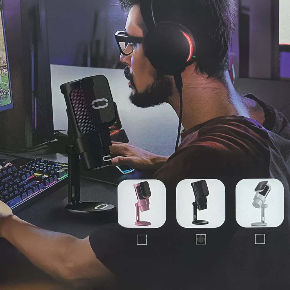 Imagem 3 de 5 do produto Microfone De Mesa Profissional Podcast Alta Sensibilidade Rbg Usb