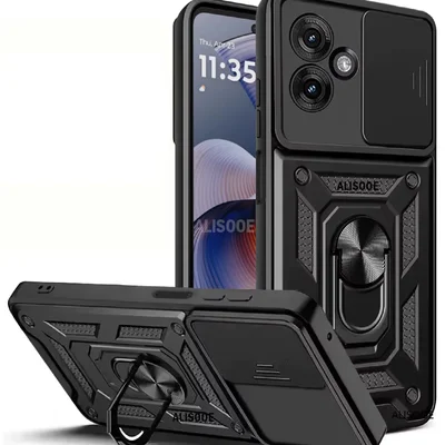 Capa Capinha Armadura C/ Proteção Da Camera Suporte Anel 360 Para Motorola Moto G55