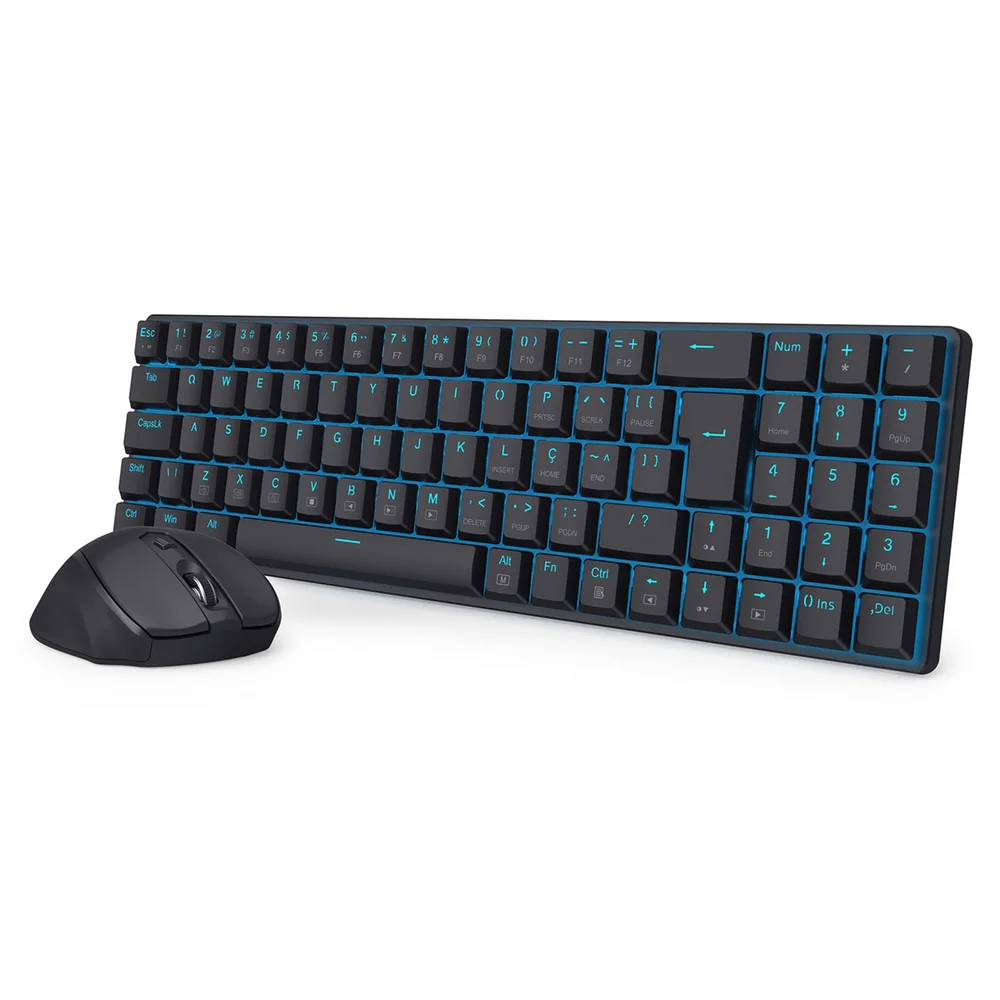 Imagem 3 de 5 do produto Kit Teclado E Mouse Sem Fio Redragon Bs-8772 Bk Preto