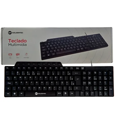 Teclado Usb Multimídia Goldentec Gt V3, Abnt2 Com 105 Teclas, 9 Atalhos Multimídia, Cabo 1,2m - Preto