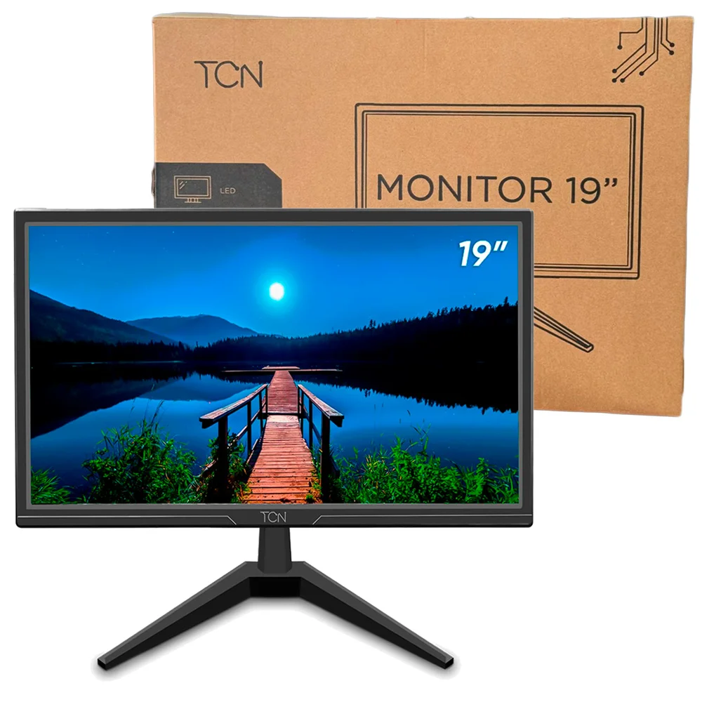 Monitor LED 19" Hd Office, 60hz, 5ms, Porta HDMI E Vga, Com Inclinação, Painel Tn, Tcn - Preto Monitor LED 19" Hd Office, 60hz, 5ms, Porta HDMI E Vga, Com Inclinação, Painel Tn, Tcn - Preto