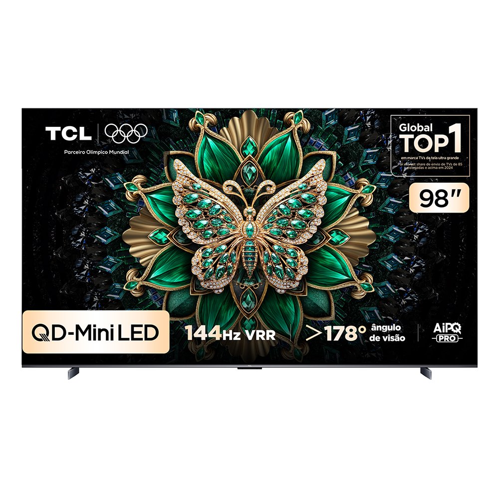 Smart TV TCL 98 Polegadas QLED Mini LED Matte 4K C6K WiFi Bluetooth Google TV 144Hz VRR HDR10+ 98C6K