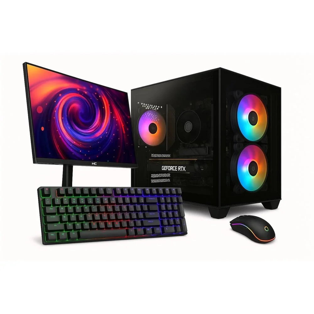 PC Gamer Completo Balão.info Apex Series, Amd Ryzen 5 5500, Geforce RTX 3050, 16gb Ddr4, SSD 512gb M.2, Monitor LED 24" 180hz, Preto Sas020