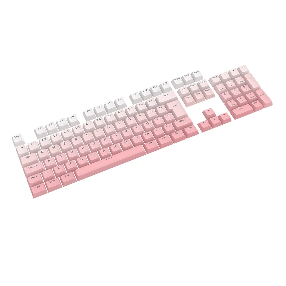Imagem 4 de 5 do produto Kit Keycaps Double Shot Redragon Abnt2 106 Teclas A139 Pt Degrade Branco E Rosa