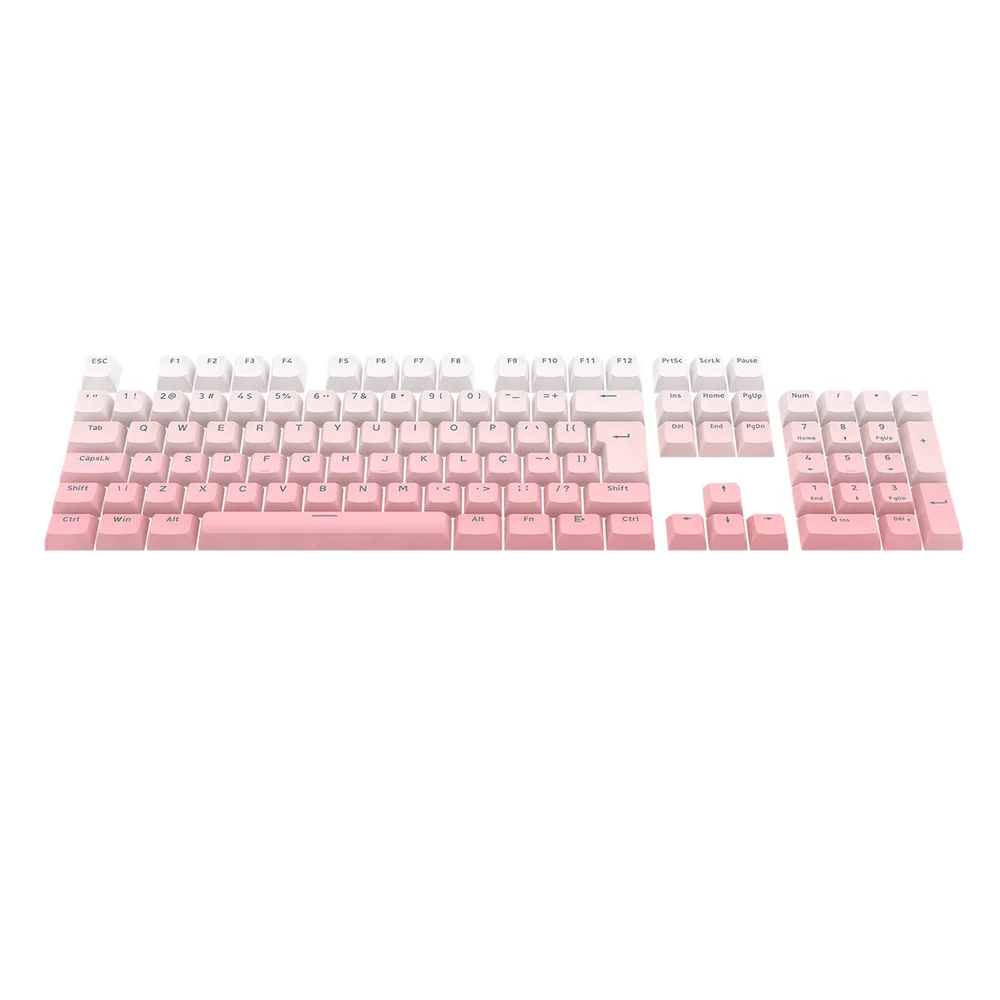 Imagem 5 de 5 do produto Kit Keycaps Double Shot Redragon Abnt2 106 Teclas A139 Pt Degrade Branco E Rosa