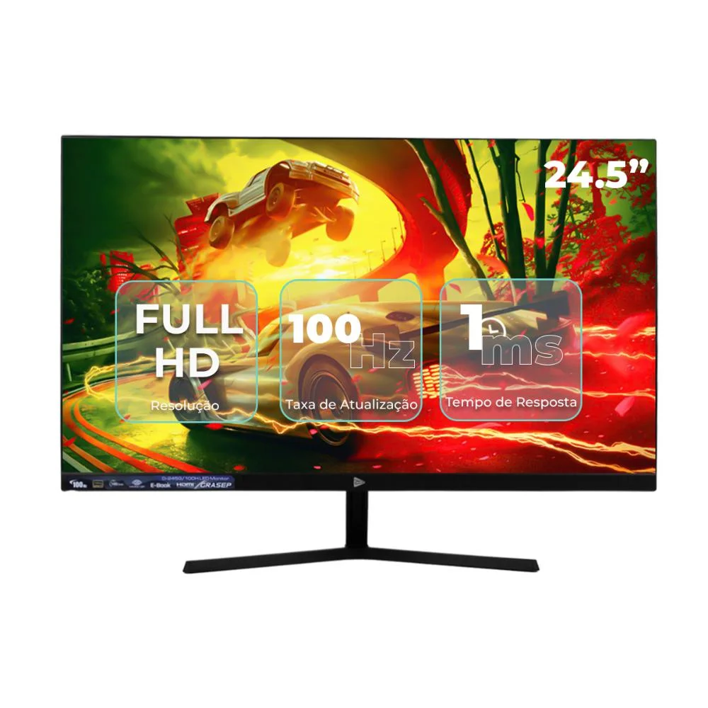Monitor Gamer 24,5" Full Hd, 100hz 1ms, Painel Va, HDMI Vga, Imagem Nítida E Resposta Rápida
