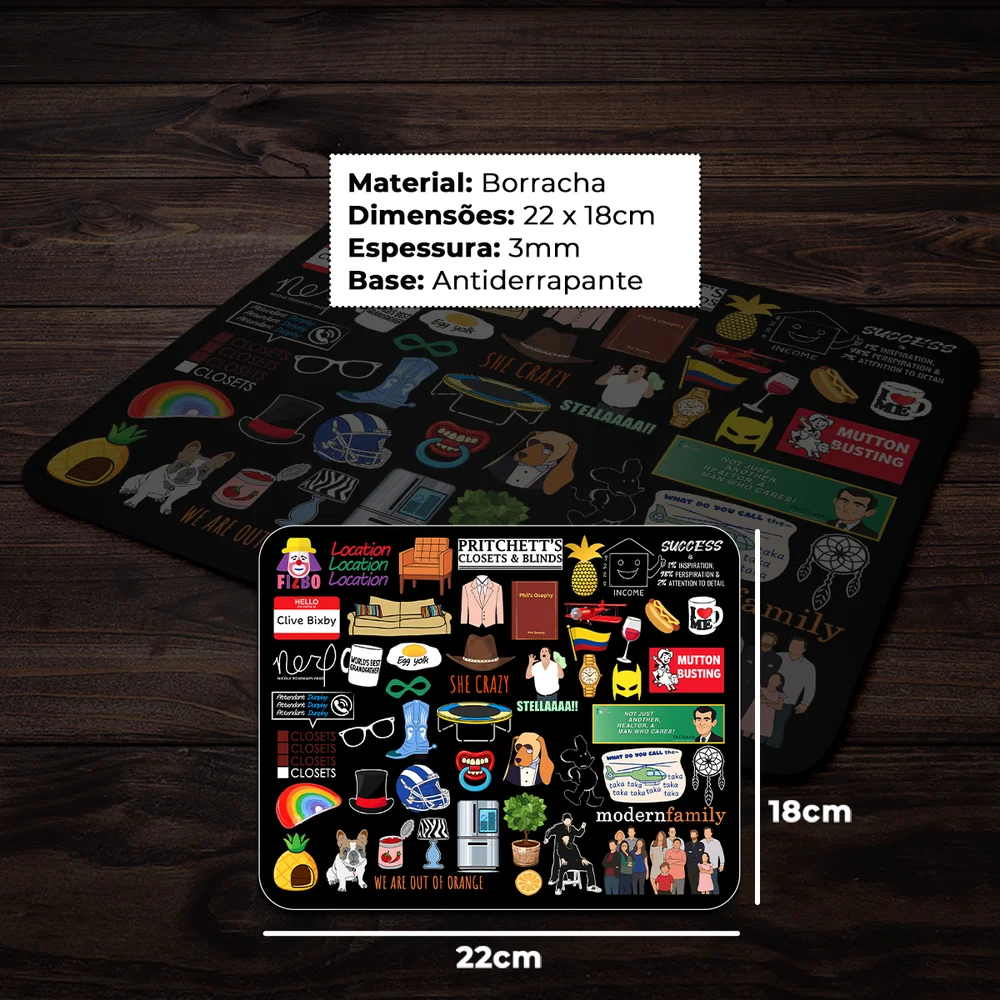 Mouse Pad Geek Icons Moments - Modern Family - Preto