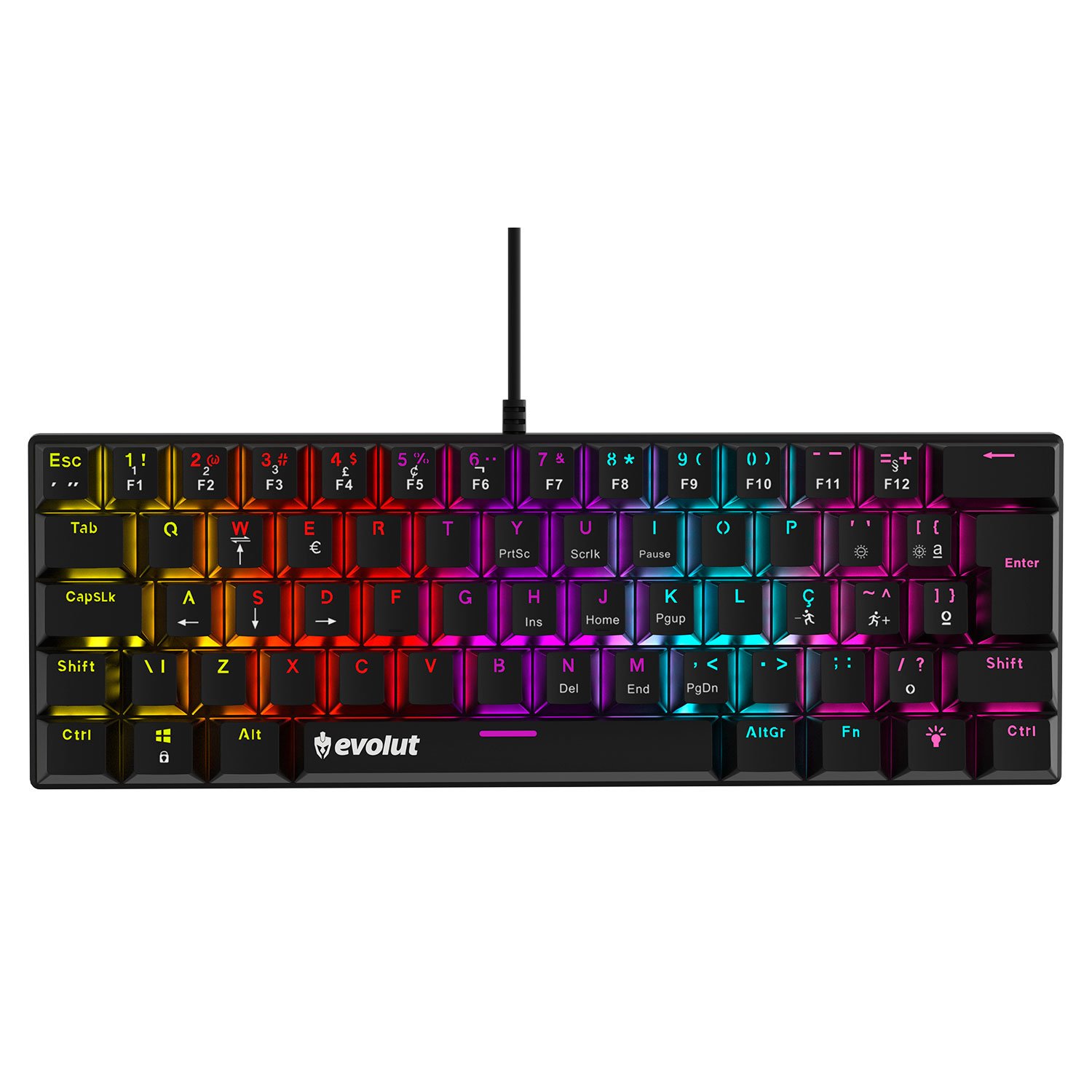 Teclado Mecânico Gamer Evolut Cypher, Conexão Usb, Switch Brown, RGB, Cabo 1.5 Metros, Layout Abnt2 - Eg223