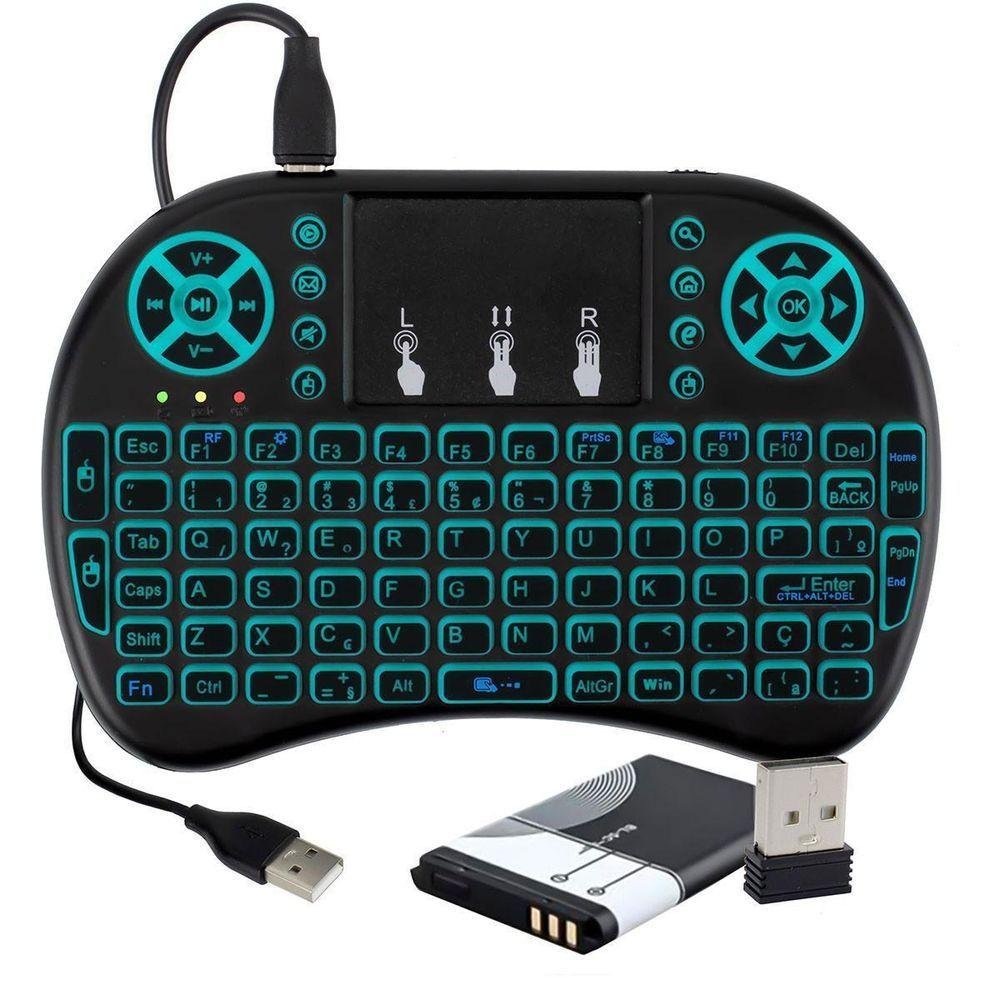 Controle Televisão Mini Teclado Sem Fio Bateria Recarregável