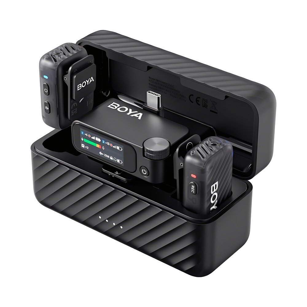 Microfone De Lapela Boya Boyamic 2-02 Usb C/3.5mm Preto