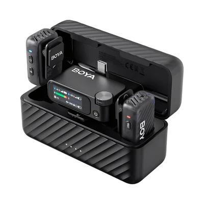 Microfone De Lapela Boya Boyamic 2-02 Usb C/3.5mm Preto