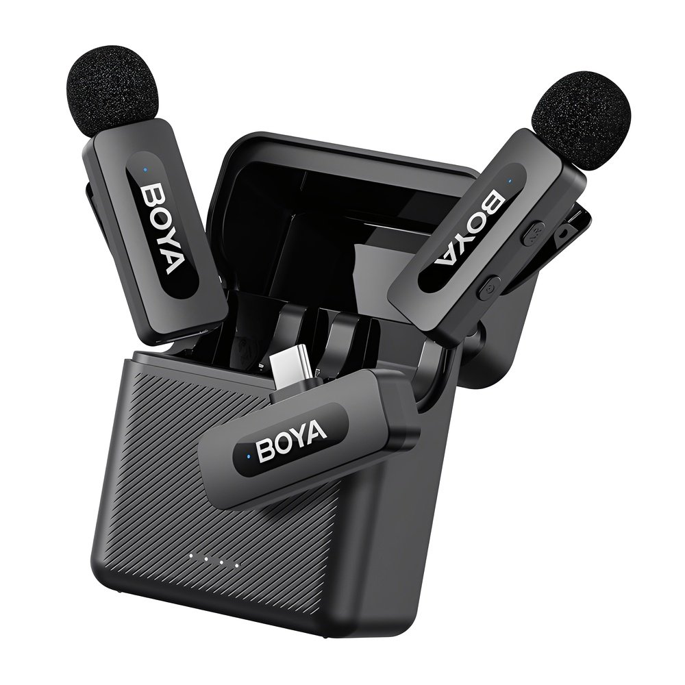 Microfone De Lapela Boya By-v30 Android/ios Usb C Preto