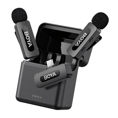 Microfone De Lapela Boya By-v30 Android/ios Usb C Preto