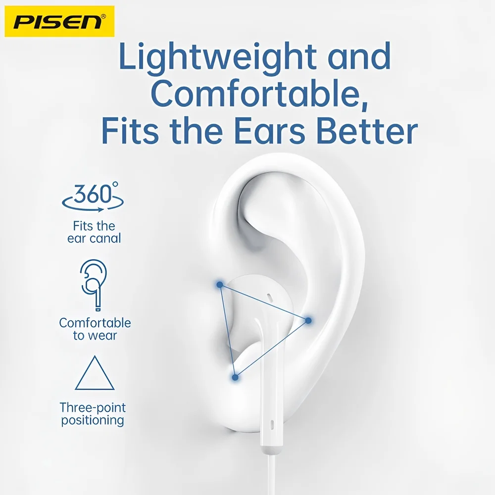 Imagem 5 de 5 do produto Fone De Ouvido Semi-in-ear Pisen Tp-cp03 Usb C Branco