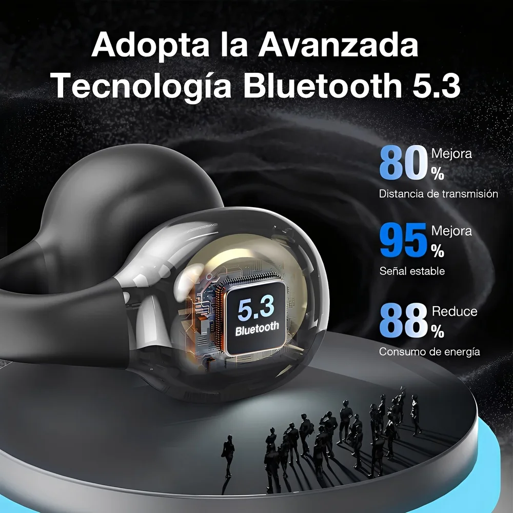 Imagem 2 de 5 do produto Fone De Ouvido Sem Fio 1hora Bt 5.3 Clipe Orelha Preto