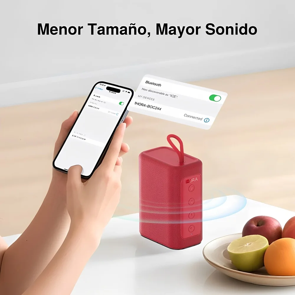 Imagem 2 de 5 do produto Caixinha Som 1hora Boc244r Altofalante Portátil Vermelho