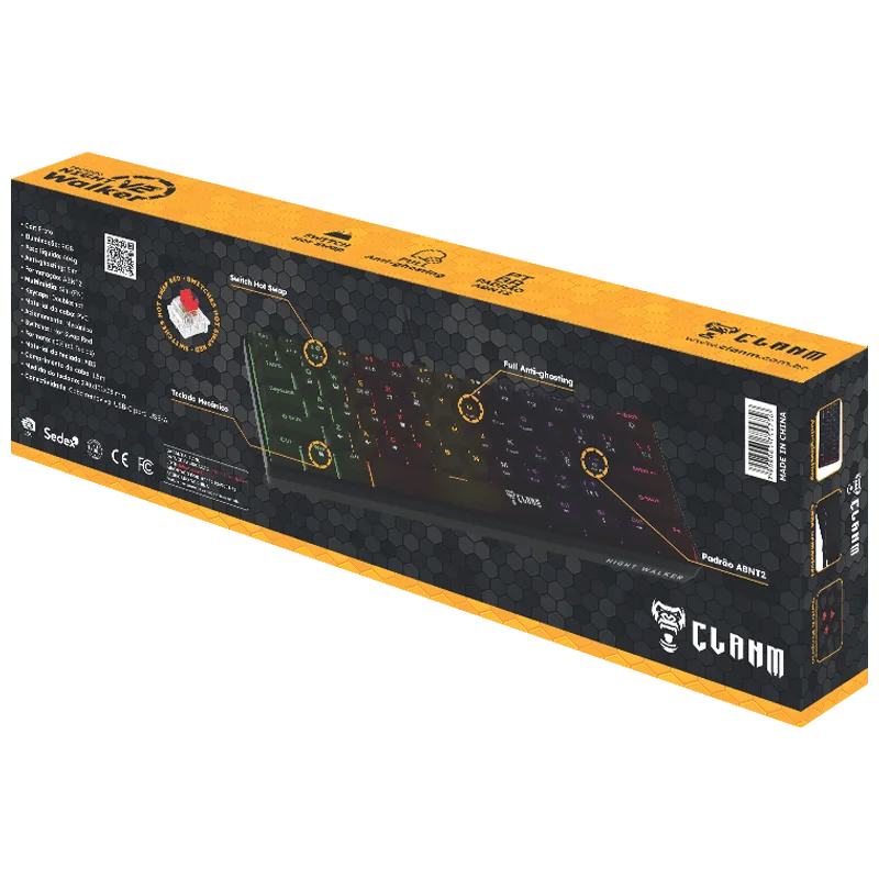 Imagem 2 de 5 do produto Teclado Gamer 60% Night Walker V2 - Mecanico - Clanm RGB