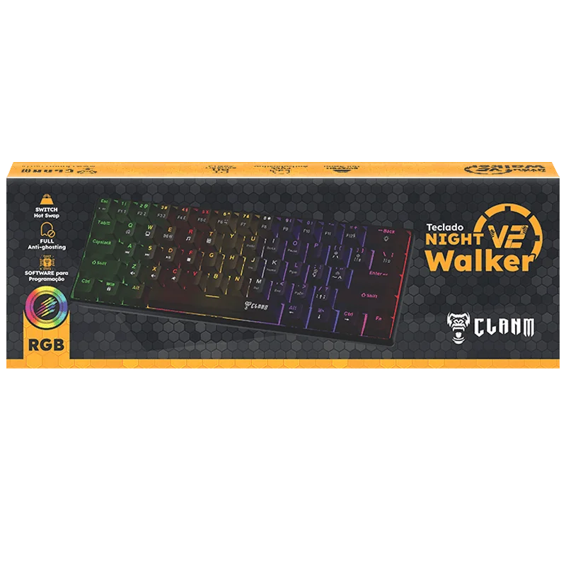 Imagem 5 de 5 do produto Teclado Gamer 60% Night Walker V2 - Mecanico - Clanm RGB