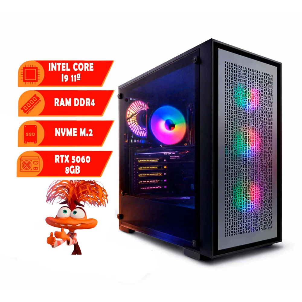 Cpu PC Gamer Intel i9 11ª 64gb Ram SSD 1TB RTX 5060 8GB - Gabinete X-frame Bg-050 Cinza