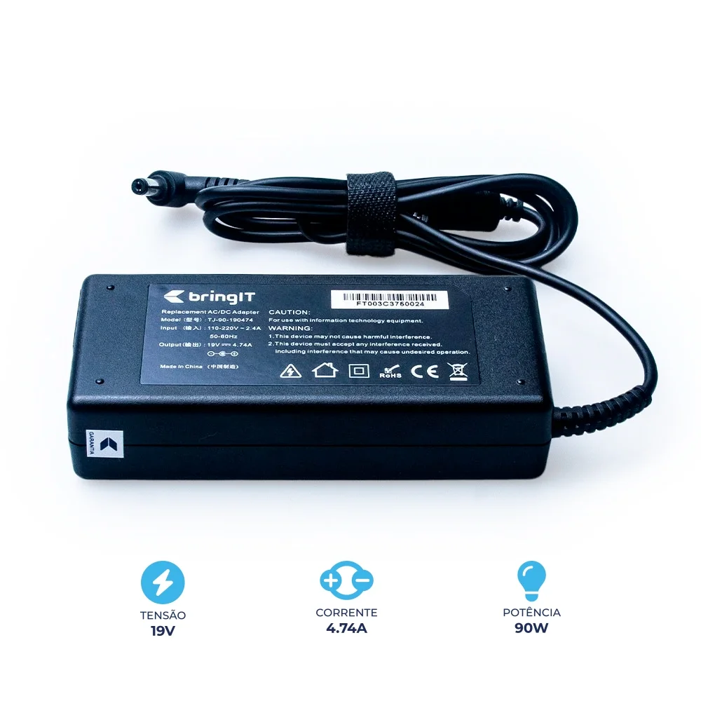 Fonte Carregador Para Notebook Acer Aspire A315-53-348w 19v 4.74a 90w