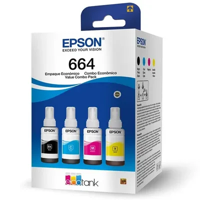 Kit 4 Tintas T664 Para Impressora Tank L375 - (black/cyan/magenta/yellow)