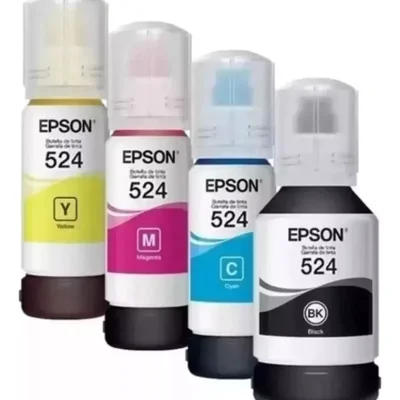 Kit 6 Refil T524 (3x Black .) + Cyan . + Yellon . + Magenta - Para L6190 L6580 L6490 Pigmentada