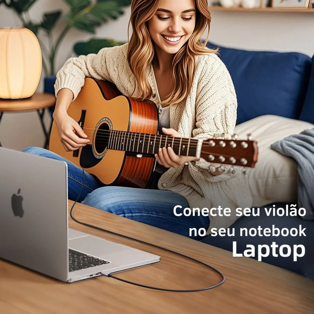 Imagem 3 de 5 do produto Cabo Áudio Auxiliar P2 Para P10 Dj Fone Mesa De Som 2m