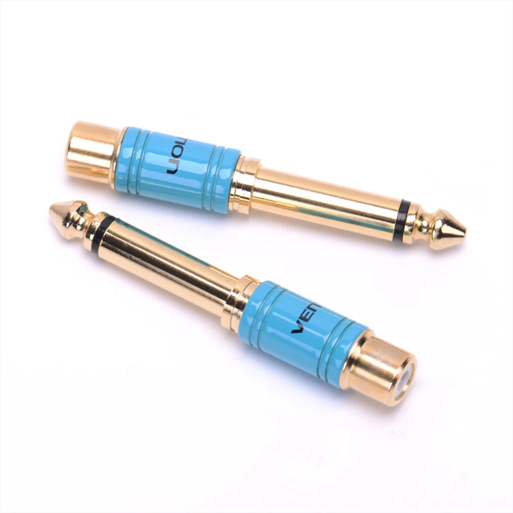 Imagem 5 de 5 do produto Kit 2 Adaptador Plug P10 Macho Para Rca Femea Profissional