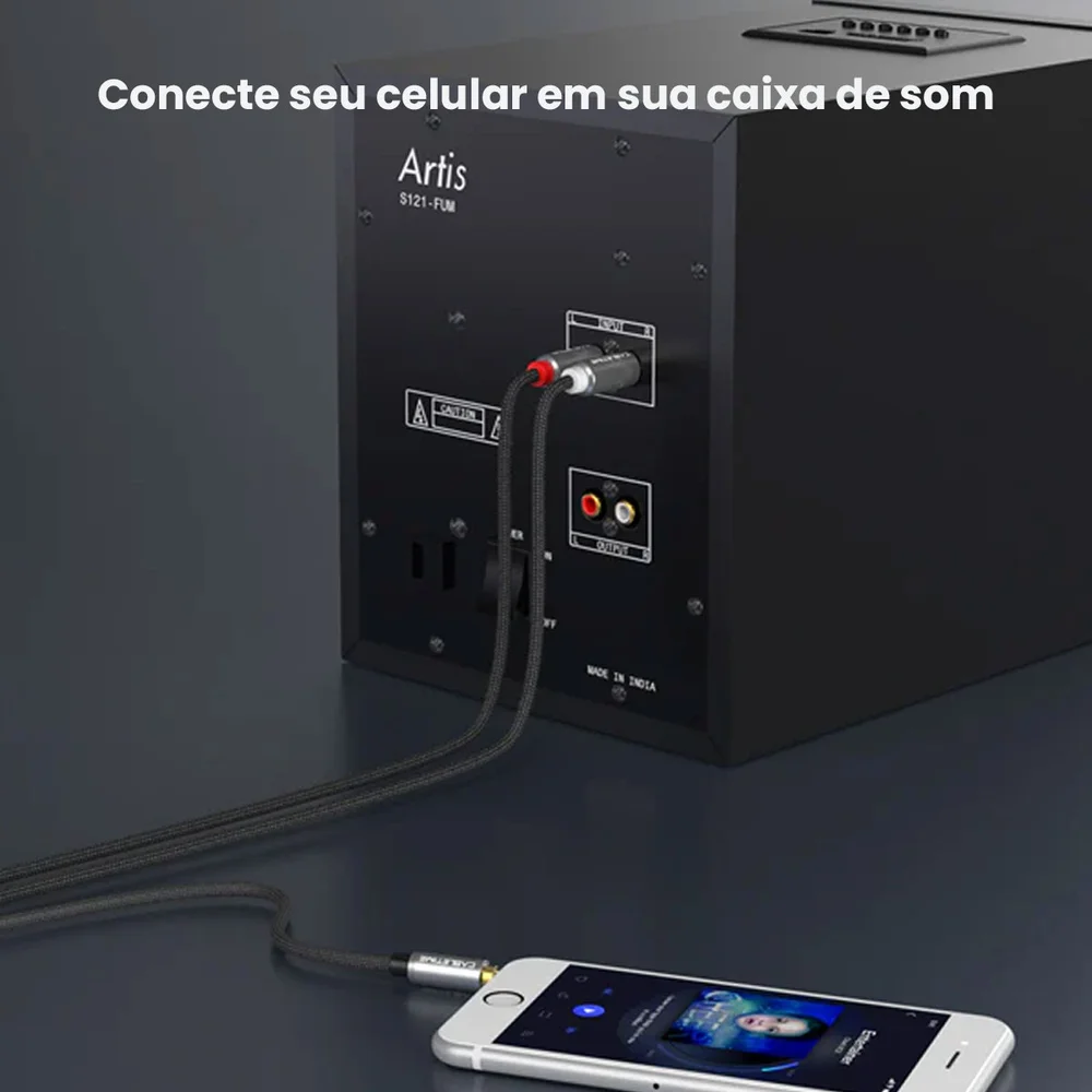 Imagem 2 de 5 do produto Cabo Auxiliar P2 Áudio Estéreo Para Rca Som Dj 1m Cabletime
